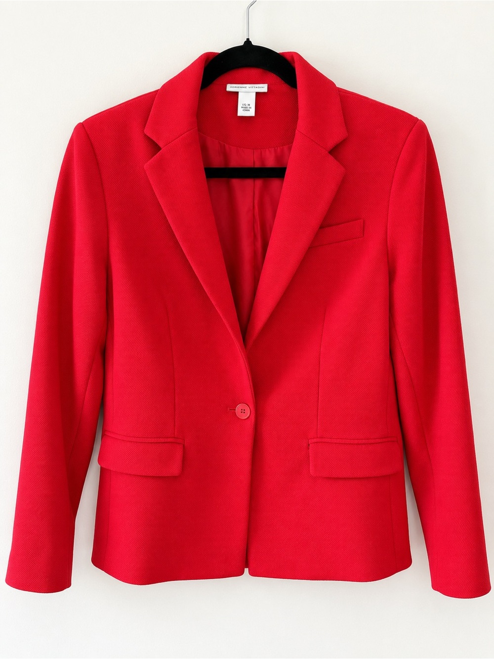 Adrienne Vittadini Red Textured Stretch Tailored Blazer Jacket M